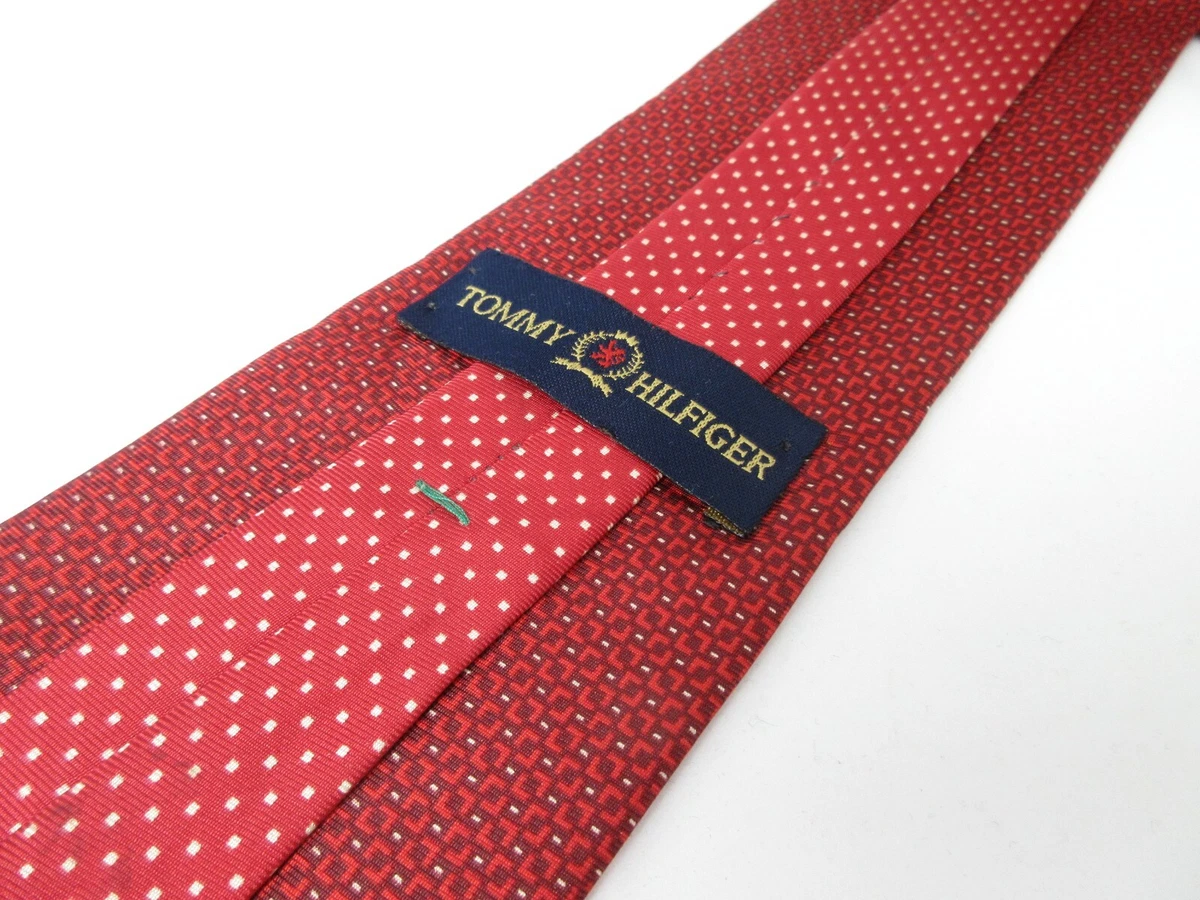 Vintage Tommy Hilfiger Red Tie with Geometric Graphics u0026amp; Pin Dots  62u0026#034; x 3.75u0026#034; | eBay