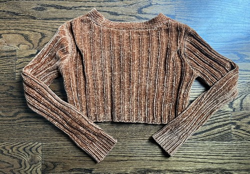 Art Class Brown Chenille Crop Sweater Top Girl's Sz. S - Picture 4 of 9