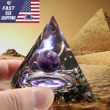 Orgone Amethyst Stone Crystal Protection Pyramid & Quartz Energy Good Luck Charm