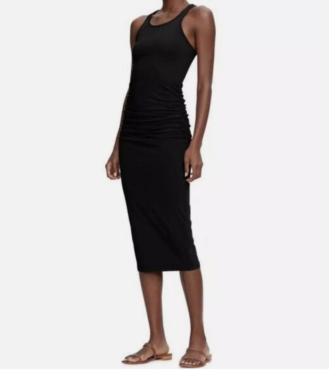 knee length dresses for ladies Beige Ribbed Racerback Midi Dress