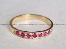 Half Eternity Round Simulated Ruby Wedding Band For Women's s925 14kY/G Plated