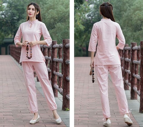 Mujeres Artes Marciales Chinas Kung Fu Traje Wushu Tai Chi Yoga Conjunto Uniforme Pantalón y torso - Imagen 8 de 16