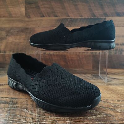 Skechers Women s Seager Stat Memoy Foam Black Mesh Shoes Size 10