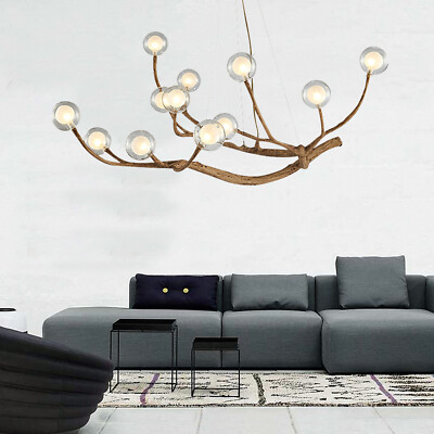 Modern Industrial Wood Branch Chandelier 36W Ceiling Light Pendant Lamp Fixture
