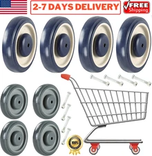 5" Shopping Cart Replacement Caster Wheels 4pc Heavy Duty Grocery Pushcart Dolly