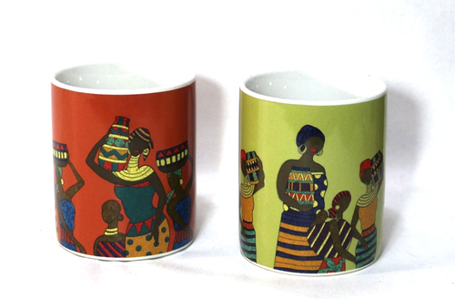 Pier 1 Kaffeetassen Afrikanische Frauen Set 2 - Bild 3 von 8