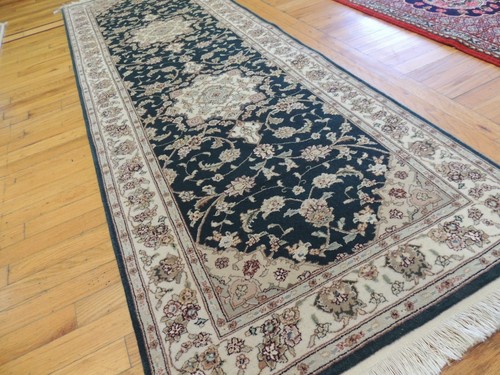 2x8 Tabrize RUNNER Orientteppich Wolle handgeknotet grün beige taupe rost - Bild 5 von 12