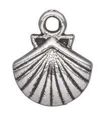 Charm, 50 Antiqued Silver Plated Pewter Single Sided 11x11mm Sea Shell Charms