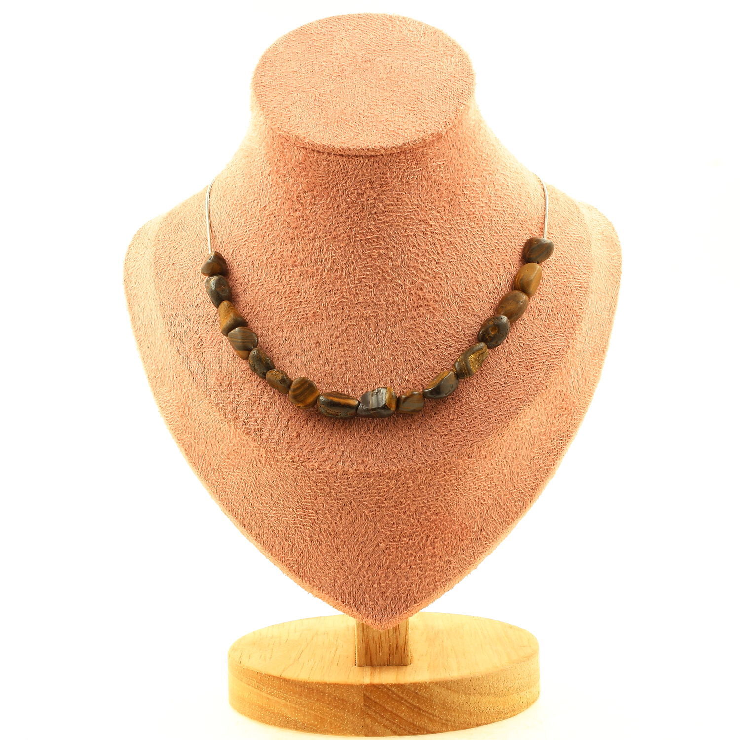 Collier pierres et minéraux opale boulder avec maille acier pour lithothérapie
