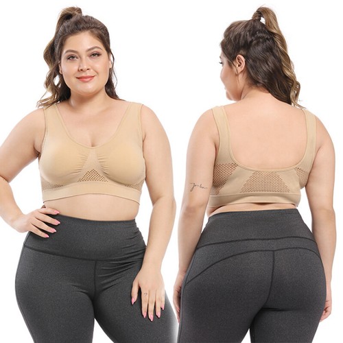 Plus Size Women Shockproof Sports Bras Breathable Wireless Push-up Fitness Vest - Picture 3 of 20