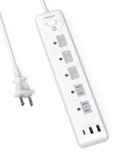 2 Prong Power Strip 2 Prong to 3 Prong Outlet Adapter 5ft Extension Cord 