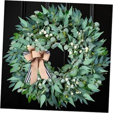 26'' Large Wreaths for Front Door Year Round, Spring Summer Artificial 1-green