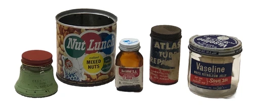 5pc Lot Vintage Jars/Tins/Containers