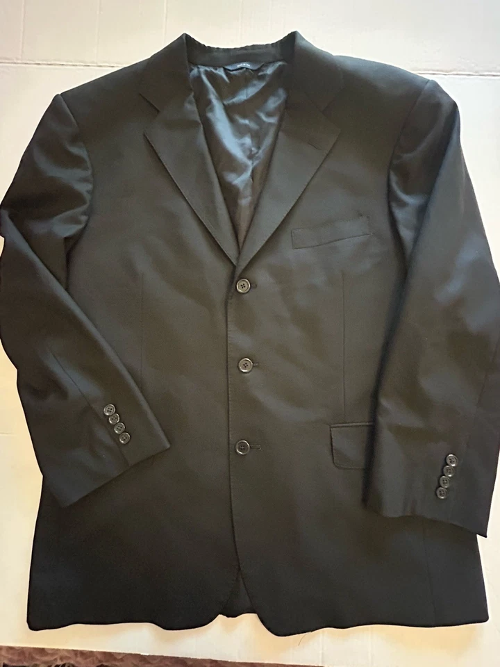 Brooks Brothers Suit Men's 44R Black Solid Wool Size 36 flat Front Pants Luxury - Image 4 of 4