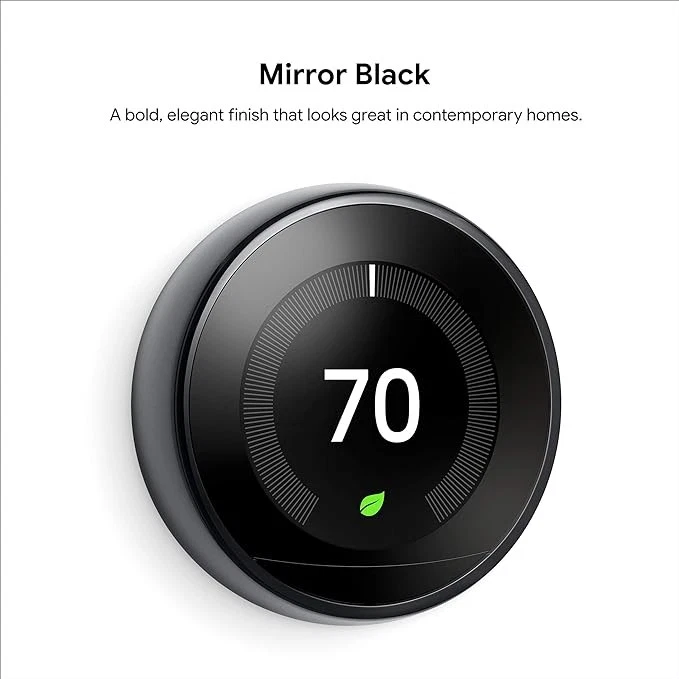 Google Nest Learning Thermostat T3018US - MIRROR BLACK - Image 2 of 4