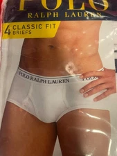 Mens 4 Pack Classic Fit Polo White Briefs (36-38)