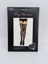 Leg Avenue: Fishnet Stockings with Jacquard Lace Top - Style 1927