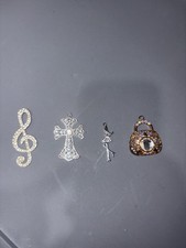 Juego de dijes de diamantes de imitación - nota musical, cruz, bailarina y bolso de mano