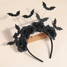 Halloween Party Headband Cute Witch Hat with Black Artificial Flowers