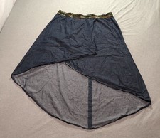 Ashley Stewart Denim Skirt Women 18 Stretch Hi Low Western Festival Lounge Indie