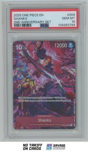 2025 One Piece 2nd Anniversary Set Shanks PSA 10 #OP09-004