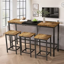 Modern Design Kitchen Dining Table, Pub Table, Long Dining Table Set with 3 Stoo