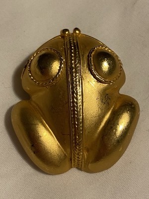 24 Karat vergoldete Rana Frosch Brosche präkolumbianischer Stil Anstecknadel Brosche
