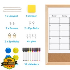 OWLKELA 17x13 Monthly Dry Erase Calendar Cork Board Wall
