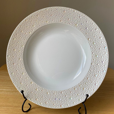 BERNARDAUD ECUME PERLE 9'' Textured Rim Soup Bowl - France - EUC