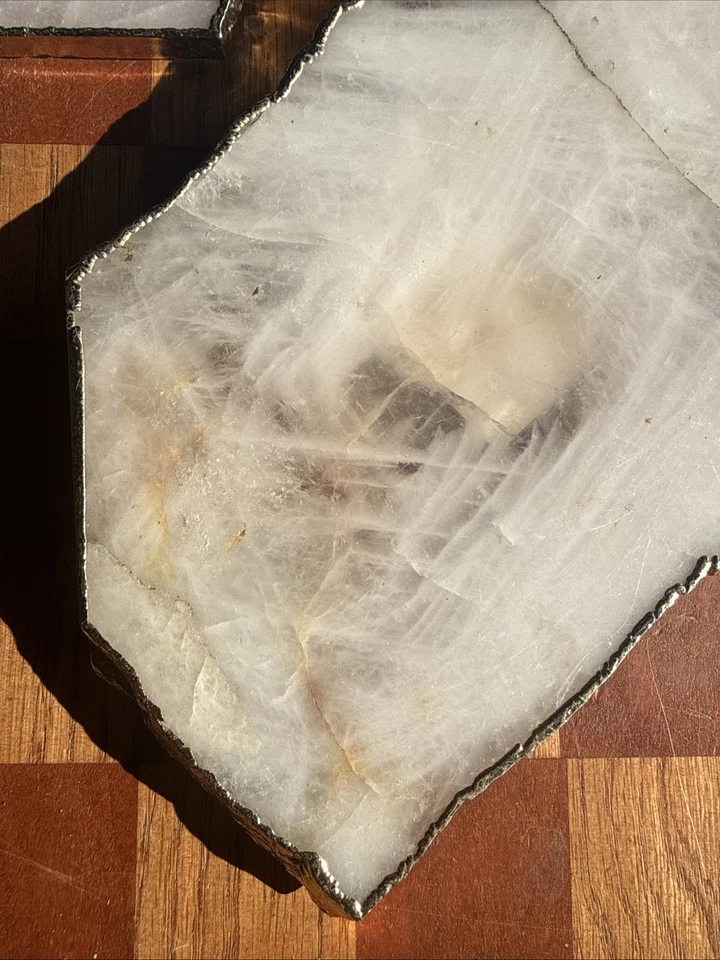 Bandeja de placa de servidor Anthropologie ágata borde dorado único en su clase lote de 6 usados Foto 2 de 4