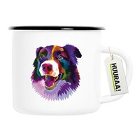 Emaille Tasse Border Collie Colorful Geschenkidee Border Collie Geschenk PräSent