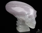 3.6" Fluorite Hand Carved Crystal Elongated Mayan Alien Skull with Spine
