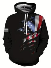 US Flag Design with Stars  Stripes All Over Print Hoodie - Adults  Youth