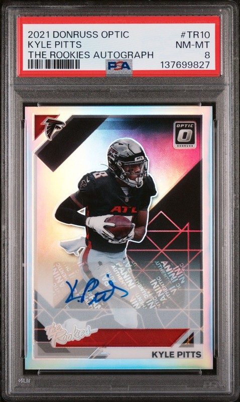 KYLE PITTS RC Auto 2021 Donruss Optic The Rookies PSA 8 25/99 Atlanta Falcons