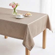 Taupe Jacquard Wedding Tablecloth Rene Polyester Dining Cover Custom
