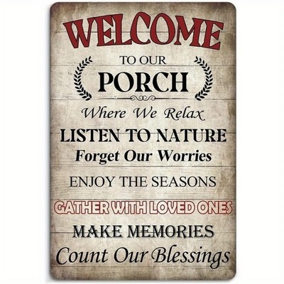 Welcome to Our Porch Decor Sign 8X12In Metal Plaque Iron Sign for Home Decor