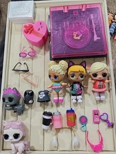 Lol Surprise 3 Dolls 2 Pets Sun Glasses Record Player Lot #4