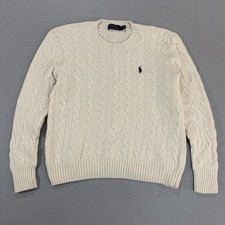 Polo Ralph Lauren Women's Cashmere Wool Ivory Cable Knit Sweater Size M