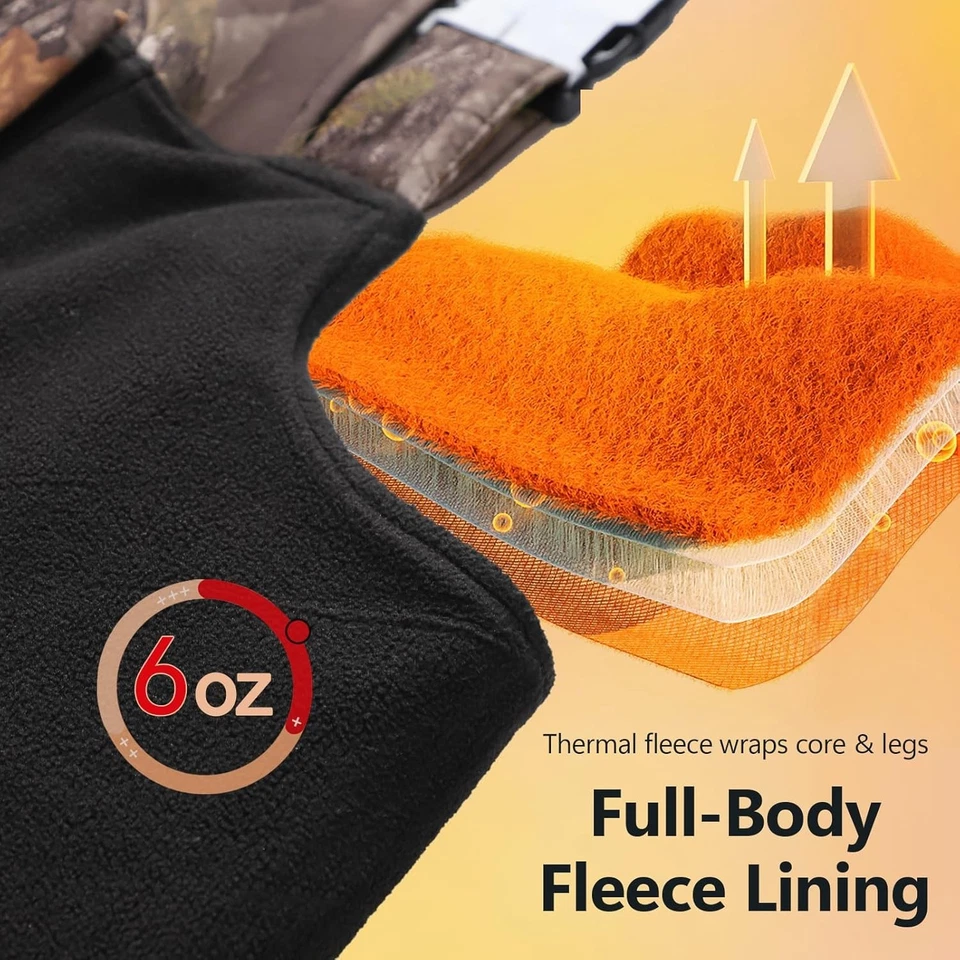 Insulated Hunting Bibs for Men, Silent Camo Bibs with Fleece Lining - Image 4 of 4