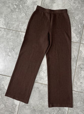 St John Collection Marie Gray Santana Knit Pants Pull On Elastic Waist Brown 2