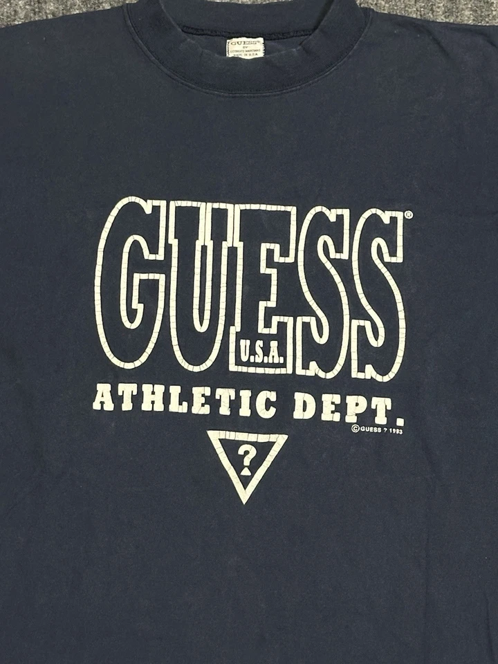 Vintage 90s Guess Athletic Dept. Men’s T Shirt Made In USA Fader Size Large - Image 2 of 4