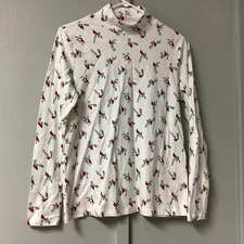 Women's Croft & Barrow Small Christmas Cardinals and Holly Holiday Turtleneck