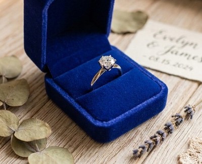 Stunning 2.00ct Round Brilliant Cut Moissanite Solitaire Adjustable Ring