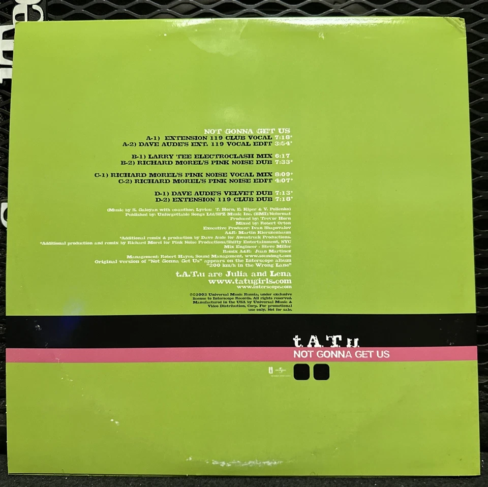 T.A.T.U. “Not Gonna Get Us” (2-12” Vinyl Records) Various Versions “NEW PROMO - Image 2 of 4