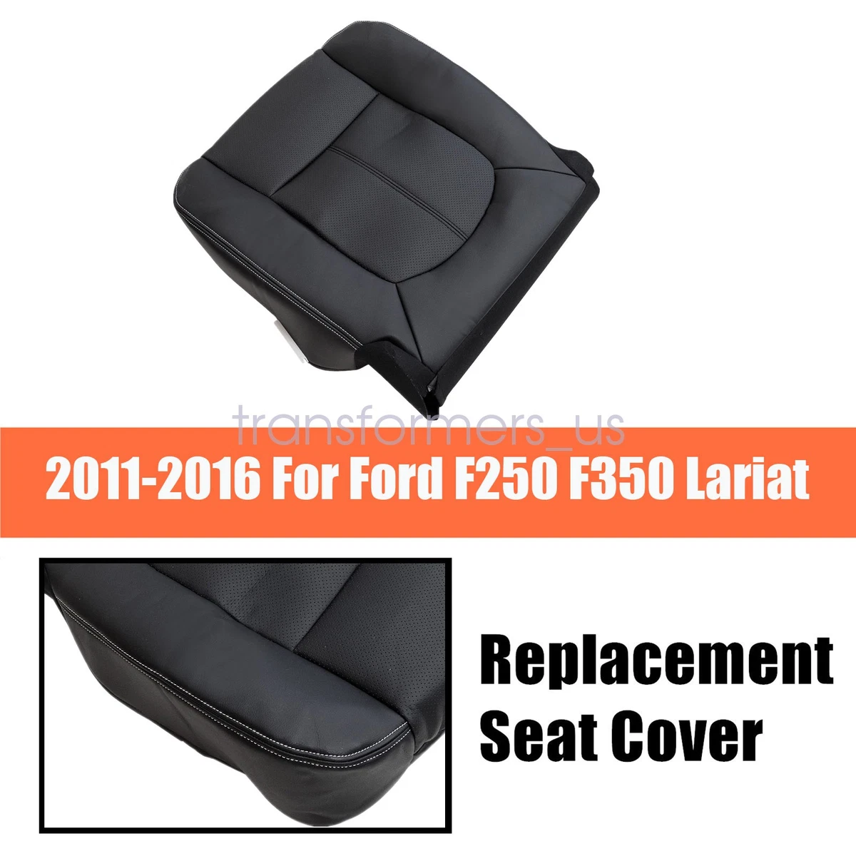 Funda De Asiento De Cuero Sintético Para Ford F-250/F-350 2011-2016 - Delantera Completa, Color Negro
