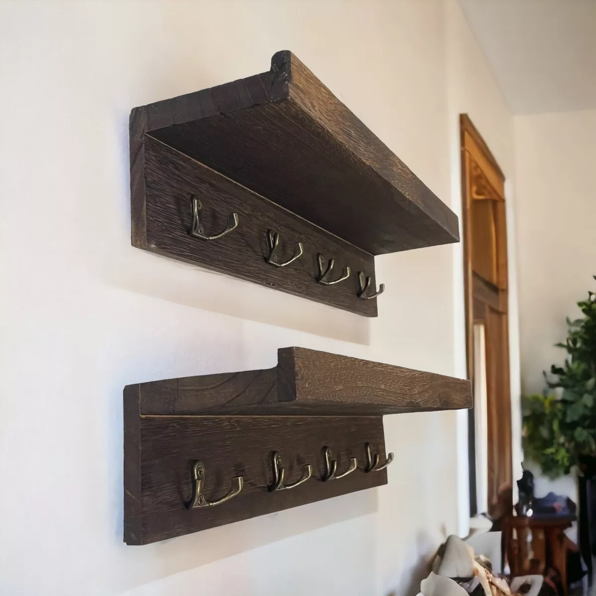 Restyled Farmhouse Mail Organizer, Shelf & Hooks, Handmade in the USA