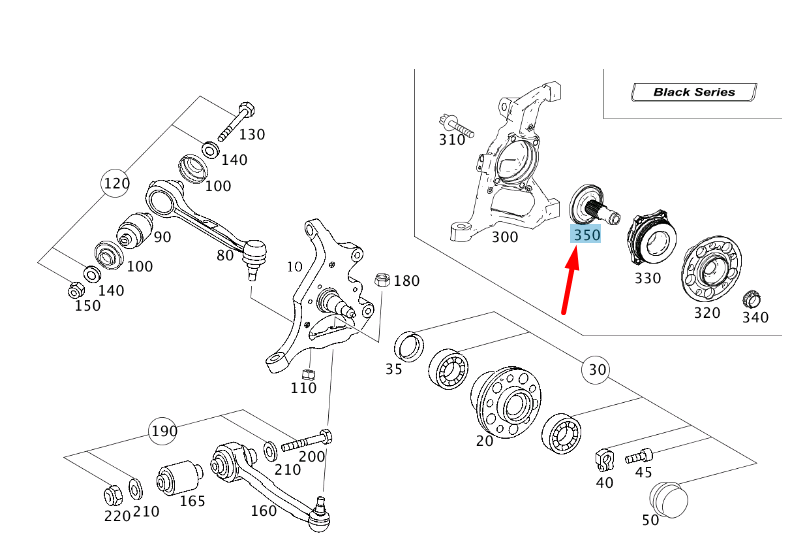 MB CLK C209 AMG Front Steering Knuckle Bearing Journal A2043220122