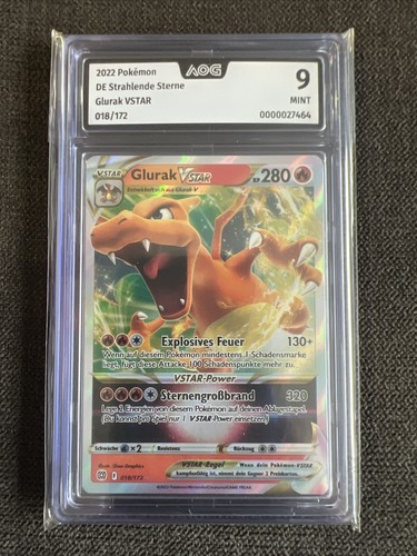 Pokemon Charizard Vstar Holo Glurak Strahlende Sterne Brillant Stars PSA AOG 9