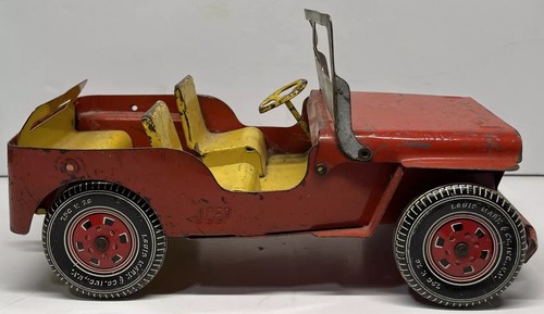 Louis Marx & Co WILLYS Red Jeep Pressed Steel Toy Jeep