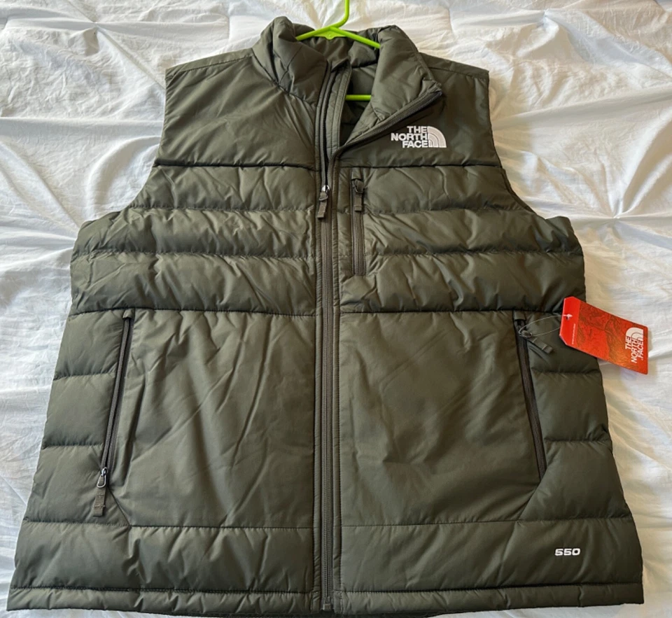 Chaleco de plumón The North Face para hombre talla grande verde topo relleno 550 Foto 2 de 4